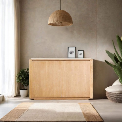 Anrichte aus massiver Eiche mit 2 Türen 120 cm - Yseult