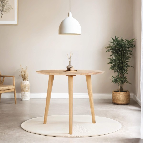 Runder Esstisch aus massiver Eiche 90 cm