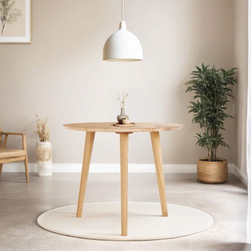 Runder Esstisch aus massiver Eiche 90 cm