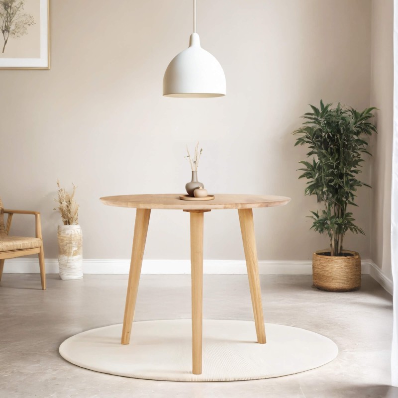Runder Esstisch aus massiver Eiche 90 cm