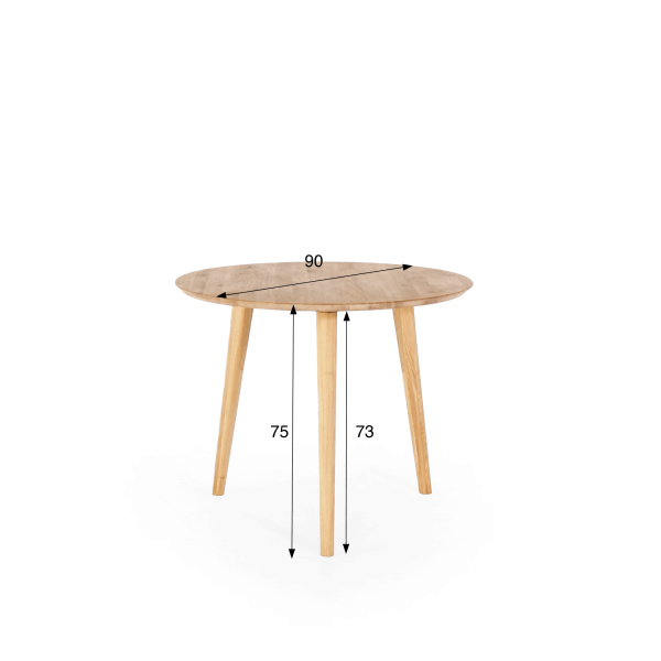 Runder Esstisch aus massiver Eiche 90 cm