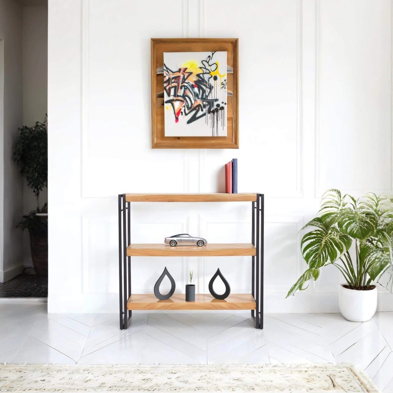 Niedriges Regal aus Massivholz und Metall - Liverpool