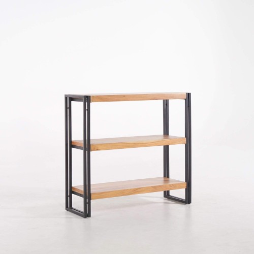 Niedriges Regal aus Massivholz und Metall - Liverpool