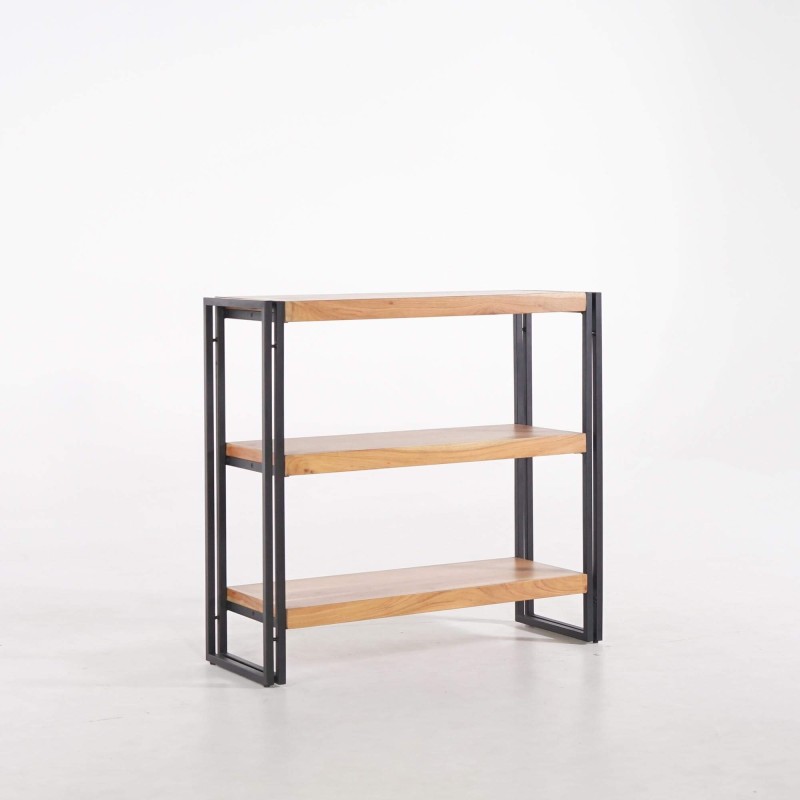 Niedriges Regal aus Massivholz und Metall - Liverpool
