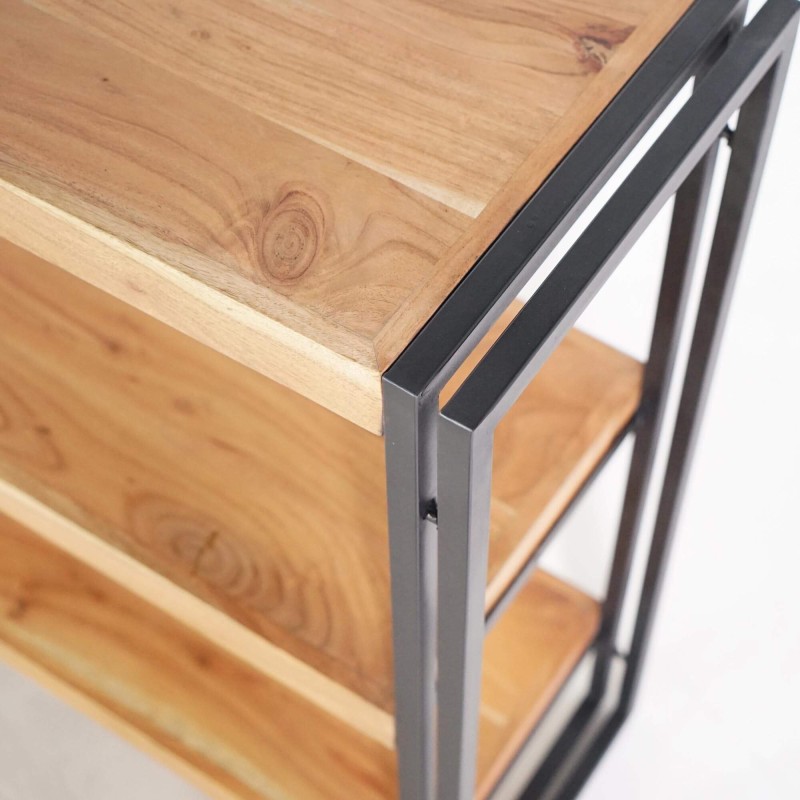 Niedriges Regal aus Massivholz und Metall - Liverpool