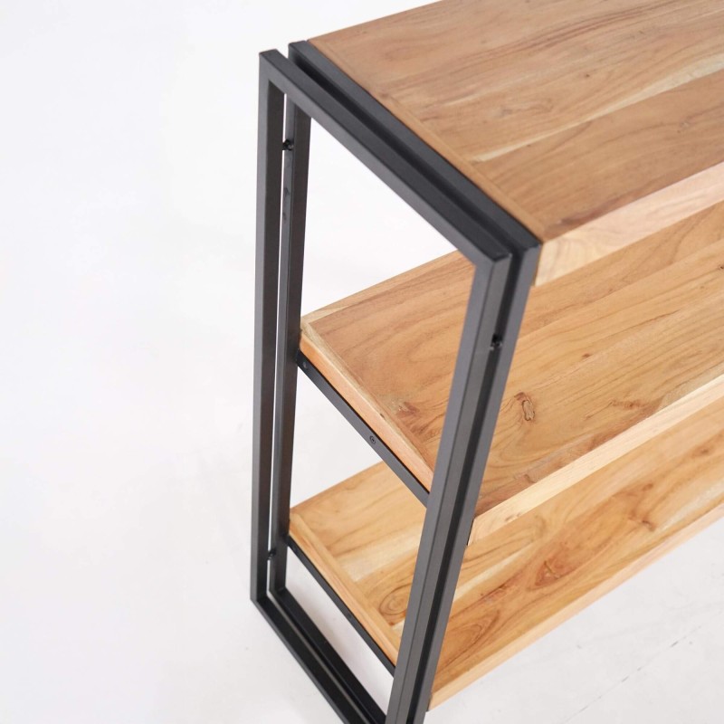 Niedriges Regal aus Massivholz und Metall - Liverpool