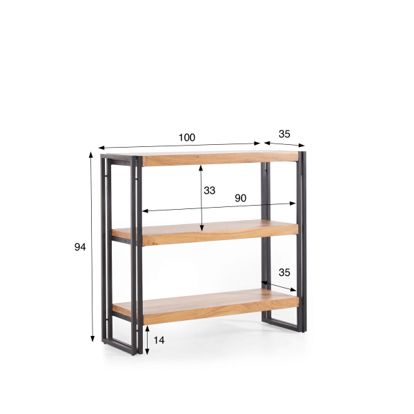 Niedriges Regal aus Massivholz und Metall - Liverpool
