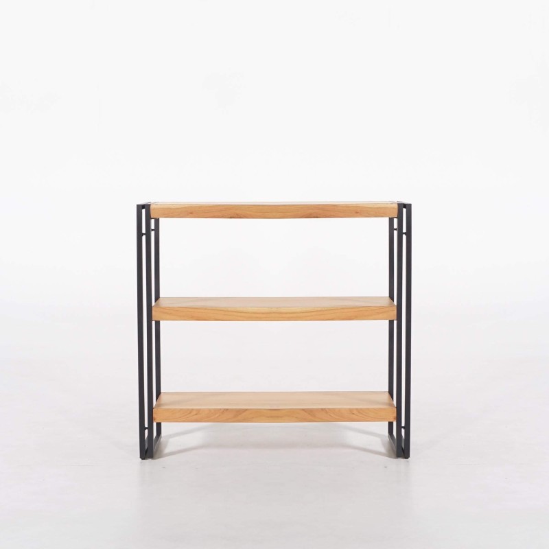 Niedriges Regal aus Massivholz und Metall - Liverpool