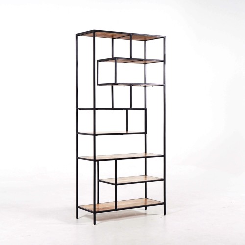 Industrielles Regal aus schwarzem Metall und Naturholz 80 x 180 - Element