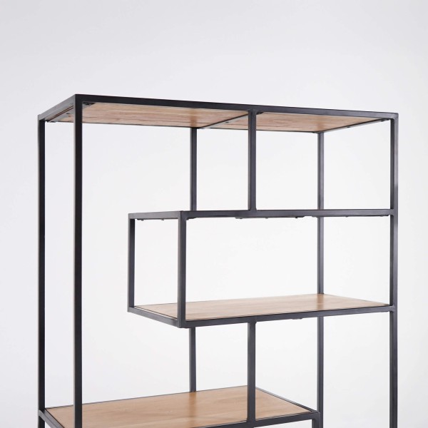Industrielles Regal aus schwarzem Metall und Naturholz 80 x 180 - Element