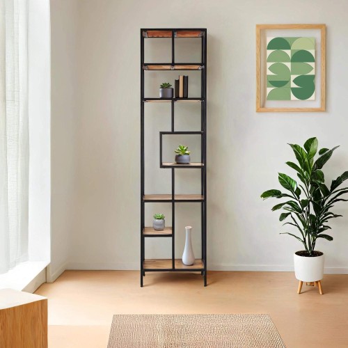 Industrielles Regal aus schwarzem Metall und Naturholz 45 x 180 - Element