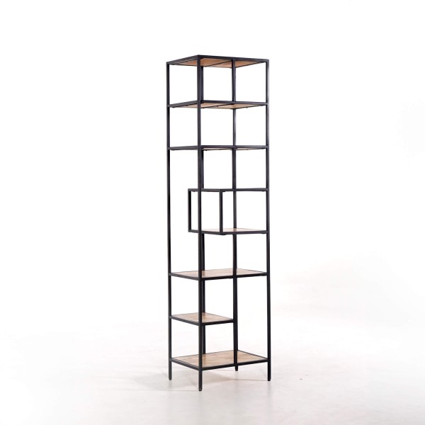 Industrielles Regal aus schwarzem Metall und Naturholz 45 x 180 - Element