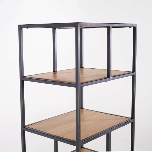 Industrielles Regal aus schwarzem Metall und Naturholz 45 x 180 - Element