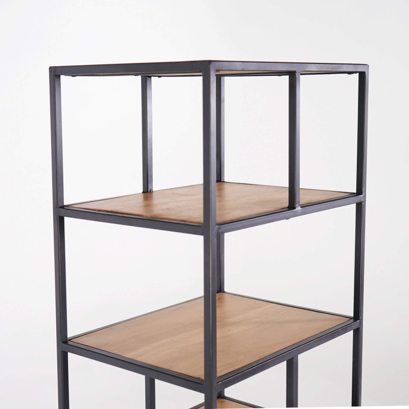 Industrielles Regal aus schwarzem Metall und Naturholz 45 x 180 - Element