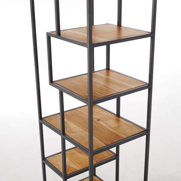 Industrielles Regal aus schwarzem Metall und Naturholz 45 x 180 - Element