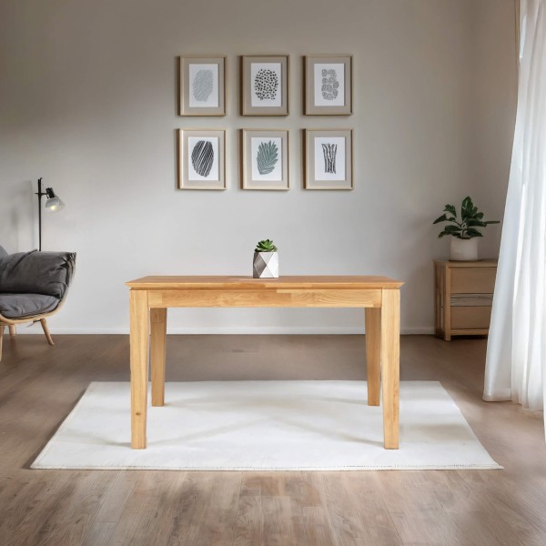 Rechteckiger Esstisch aus Eichenholz 120 x 80 cm mit Ausziehplatte von 60 cm