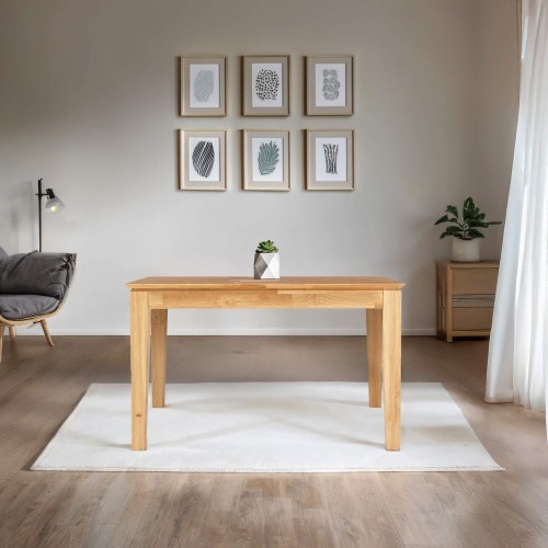Rechteckiger Esstisch aus Eichenholz 120 x 80 cm mit Ausziehplatte von 60 cm