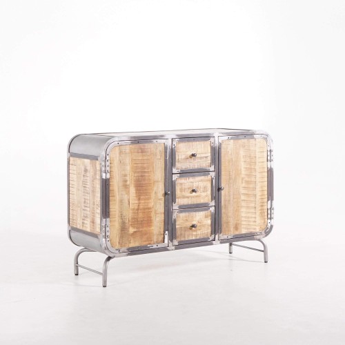 Industrielles Sideboard aus Holz und Metall mit 2 Türen - Manchester