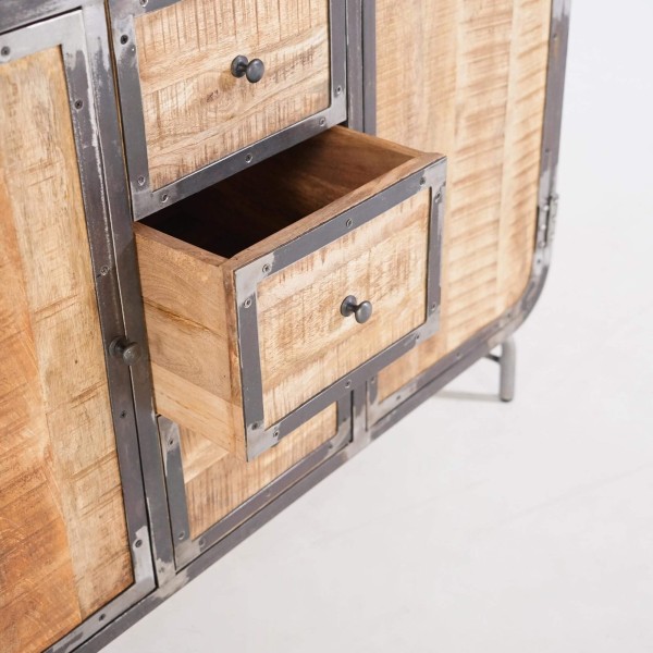 Industrielles Sideboard aus Holz und Metall mit 2 Türen - Manchester