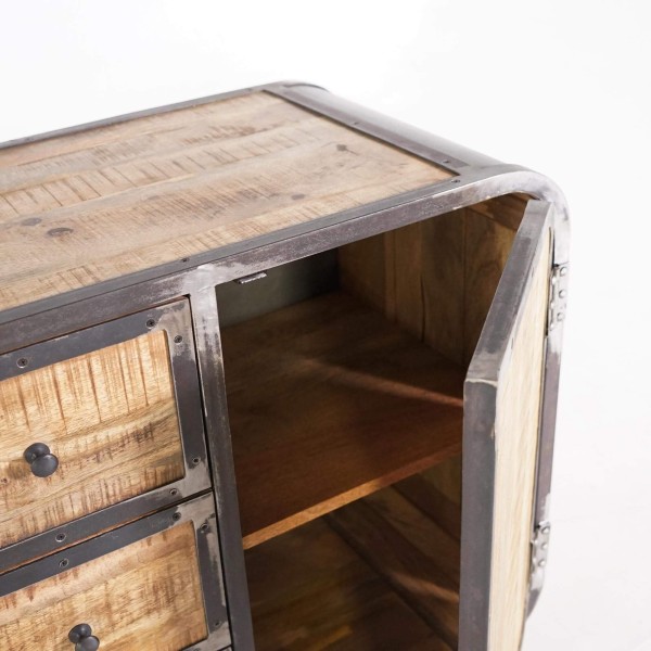 Industrielles Sideboard aus Holz und Metall mit 2 Türen - Manchester