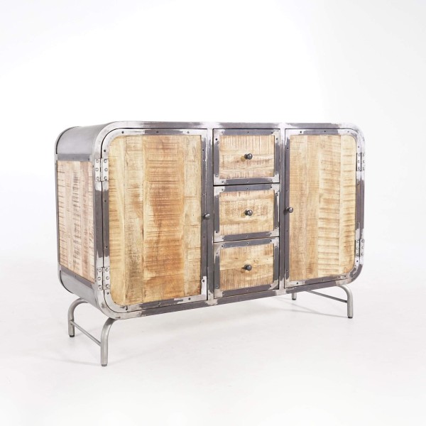 Industrielles Sideboard aus Holz und Metall mit 2 Türen - Manchester