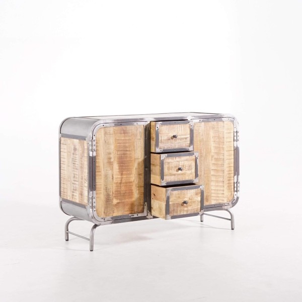 Industrielles Sideboard aus Holz und Metall mit 2 Türen - Manchester