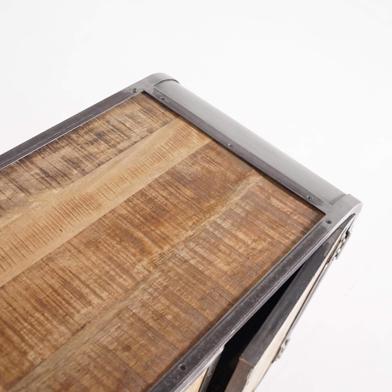 Industrielles Sideboard aus Massivholz und Metall mit 4 Türen - Manchester