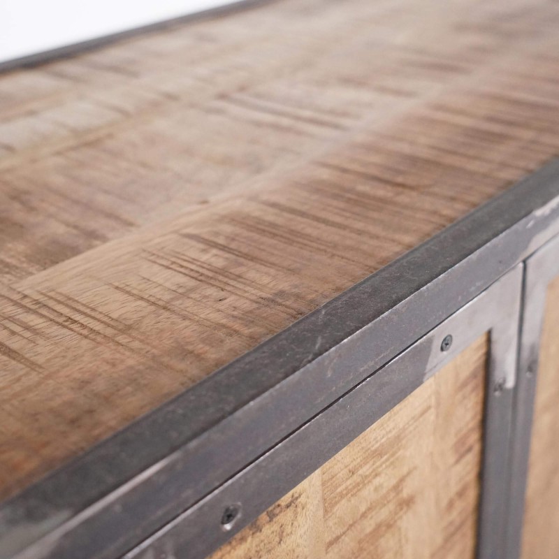Industrielles Sideboard aus Massivholz und Metall mit 4 Türen - Manchester