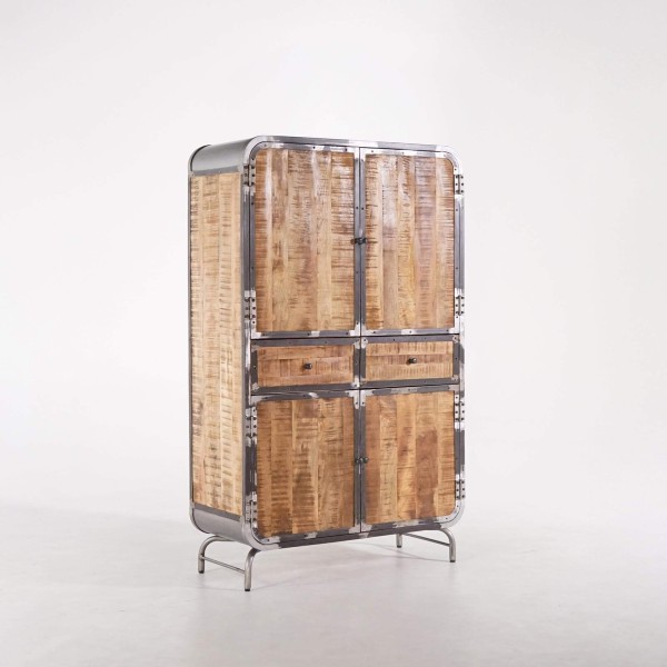Industrieller Buffetschrank aus Massivholz und Metall 100 cm - Manchester