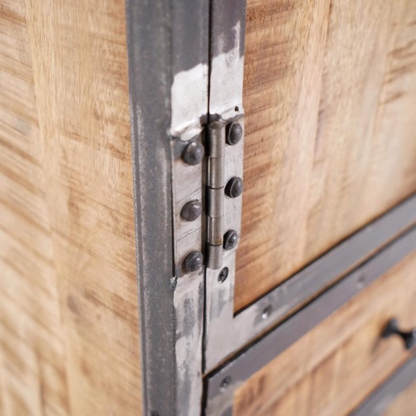 Industrieller Buffetschrank aus Massivholz und Metall 100 cm - Manchester