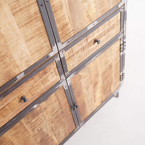 Industrieller Buffetschrank aus Massivholz und Metall 100 cm - Manchester