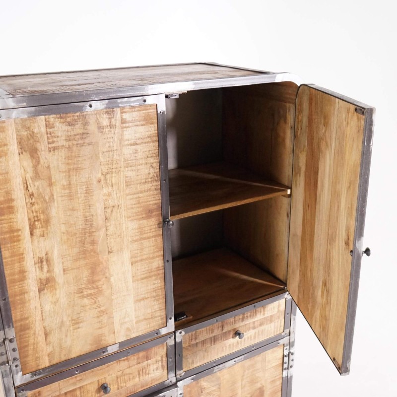 Industrieller Buffetschrank aus Massivholz und Metall 100 cm - Manchester