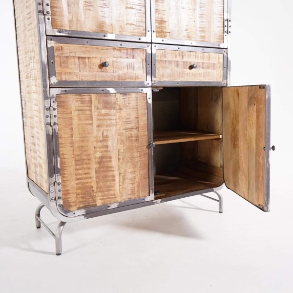 Industrieller Buffetschrank aus Massivholz und Metall 100 cm - Manchester