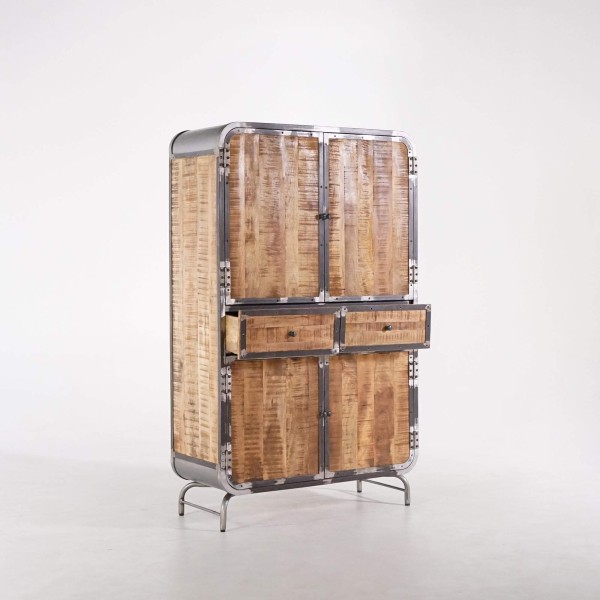 Industrieller Buffetschrank aus Massivholz und Metall 100 cm - Manchester