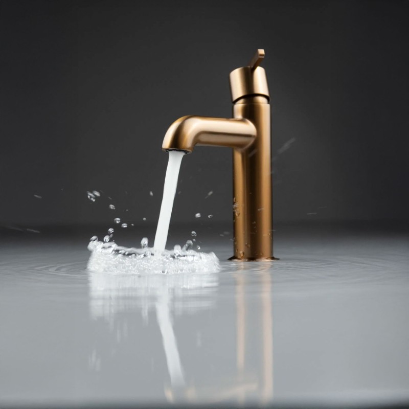 Thermostatische Mischbatterie für Waschbecken im Bad Silia, Gebürstete Bronze