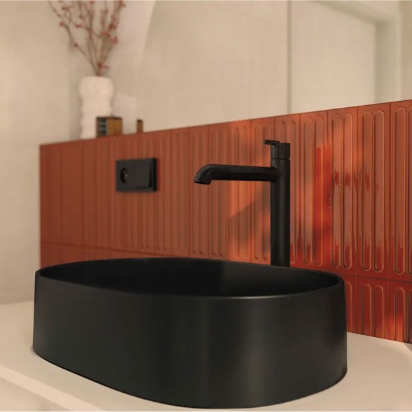 Armatur für Aufsatzwaschbecken mit Thermostatmischer Silia, Nero