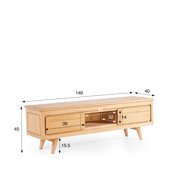 TV-Möbel aus Massivholz 140 cm - Pragati