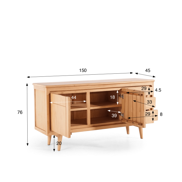 Buffet aus Massivholz 150 cm - Pragati