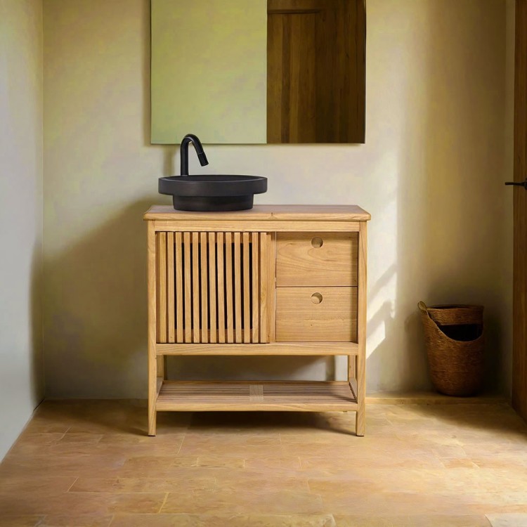 Badezimmermöbel unter Waschbecken aus Holz 80 cm - Rohini