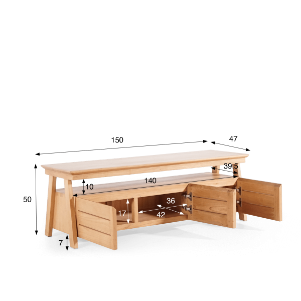TV-Möbel 150 cm aus Naturholz - Nandini