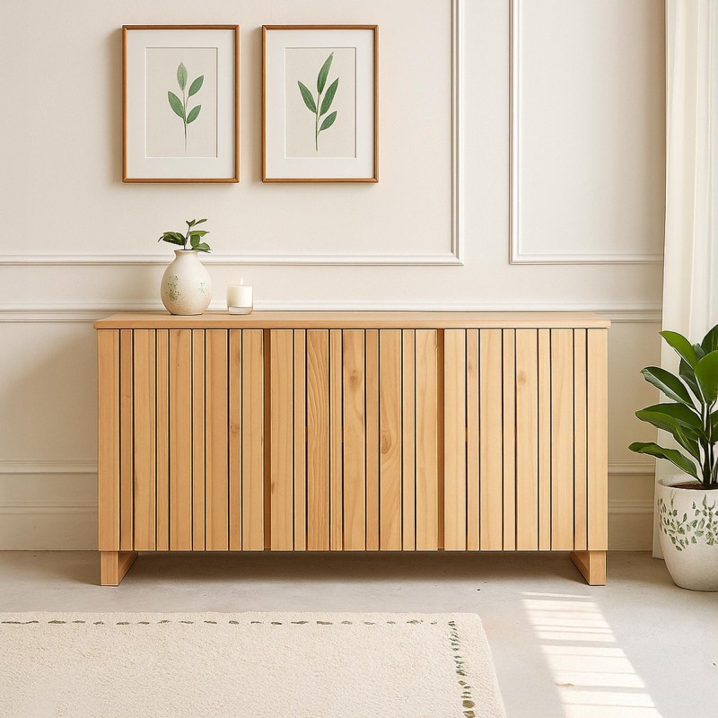 Anrichte aus Massivholz, 3 Türen, 170 cm – Satya