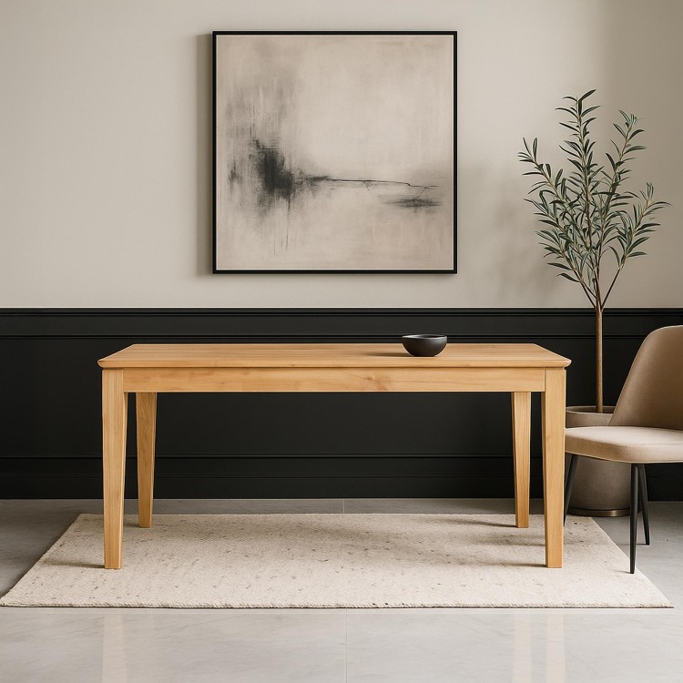 Rechteckiger Esstisch aus Eichenholz 180 x 90 cm mit 60 cm Verlängerungsplatte