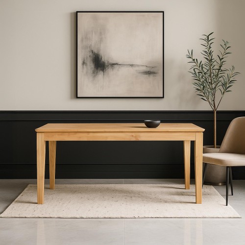 Rechteckiger Esstisch aus Eichenholz 180 x 90 cm mit 60 cm Verlängerungsplatte