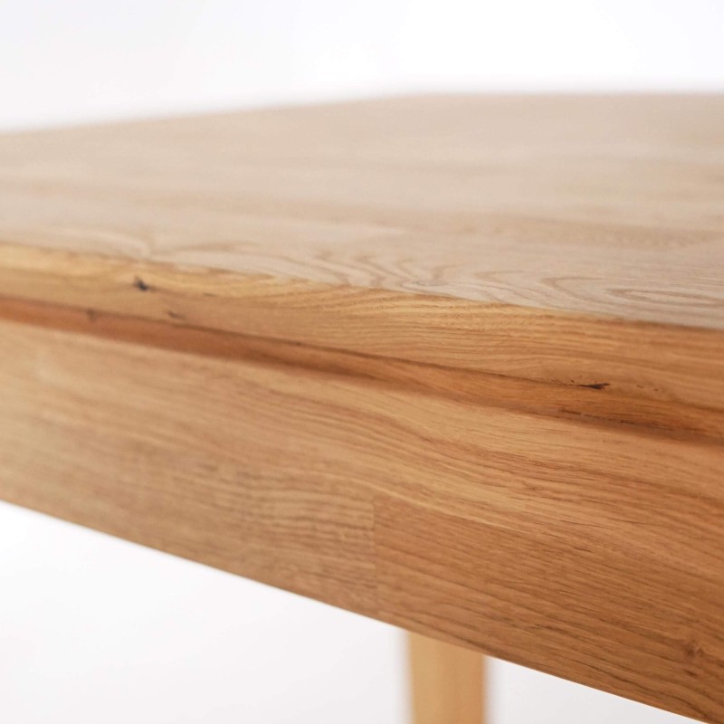 Rechteckiger Esstisch aus Eichenholz 180 x 90 cm mit 60 cm Verlängerungsplatte