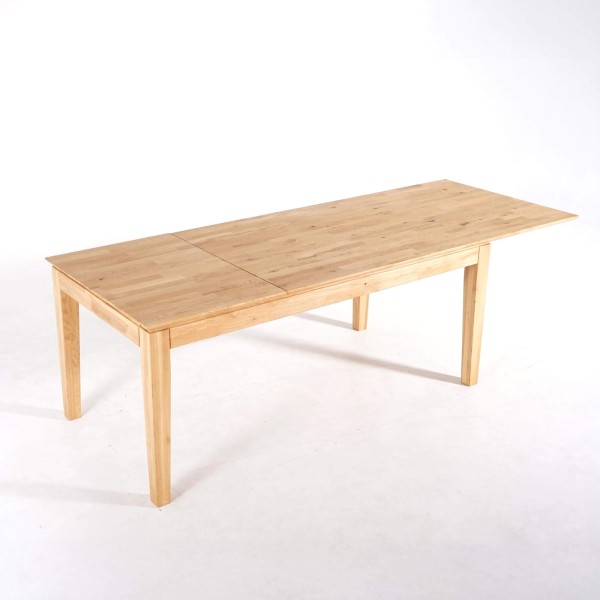 Rechteckiger Esstisch aus Eichenholz 180 x 90 cm mit 60 cm Verlängerungsplatte