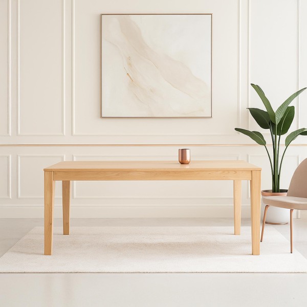 Esstisch aus Eichenholz 180 x 90 cm mit 2 Verlängerungsplatten à 50 cm