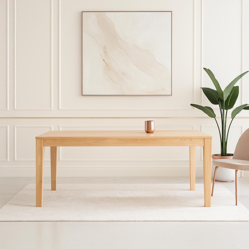 Esstisch aus Eichenholz 180 x 90 cm mit 2 Verlängerungsplatten à 50 cm