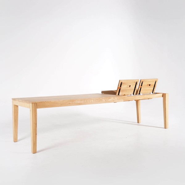 Esstisch aus Eichenholz 180 x 90 cm mit 2 Verlängerungsplatten à 50 cm