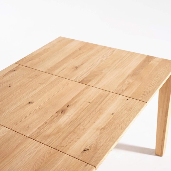 Esstisch aus Eichenholz 180 x 90 cm mit 2 Verlängerungsplatten à 50 cm
