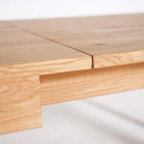 Esstisch aus Eichenholz 180 x 90 cm mit 2 Verlängerungsplatten à 50 cm
